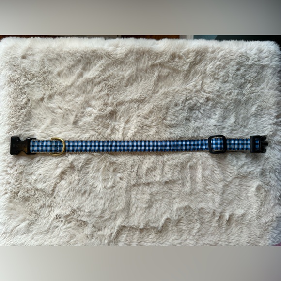 Up Country Blue Gingham Dog Collar Size Large - Picture 3 of 5